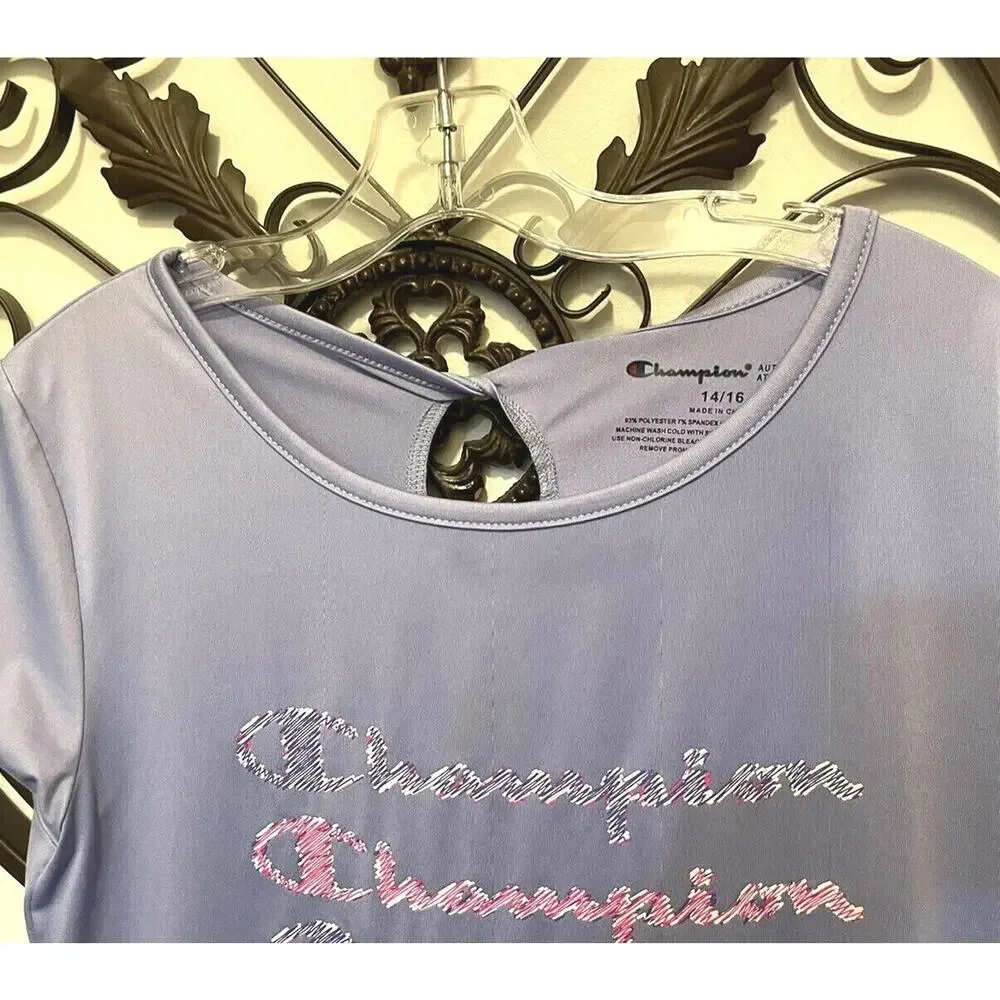 14/16 Champion Athleticwear Girl's Top Back Keyhole Purple